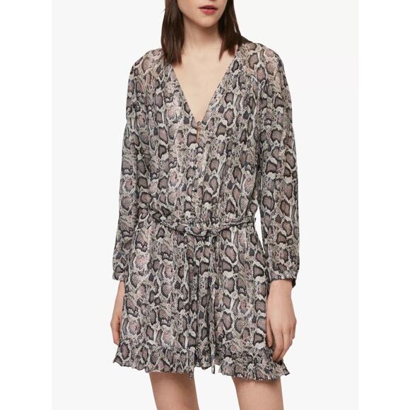 All Saints Pants - New AllSaints Kaylee Misra Snake Skin Print Playsuit In White Size 6